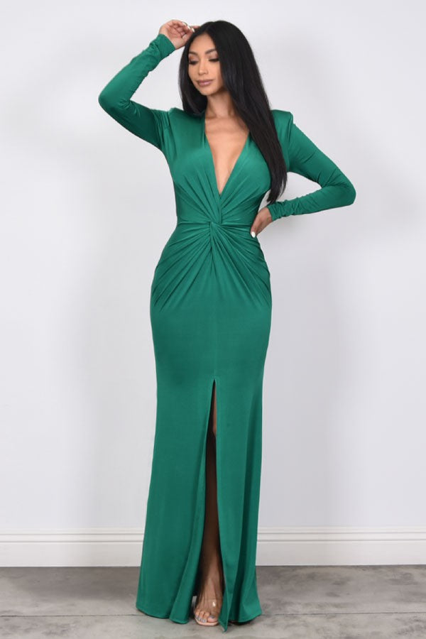 Sierra Long Sleeve Twisted Maxi Dress